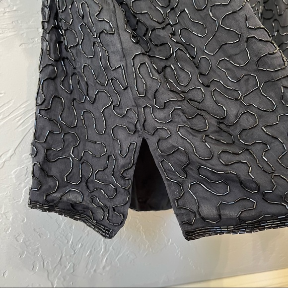 Vintage Sequin 100% Silk Peacock Green Blue Top Blouse - Picture 11 of 15